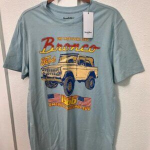 Ford Blue Short Sleeve Tee with Retro Bronco Graphic